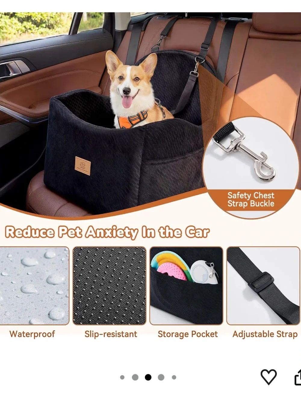 Luxybee  5” Cushion Dog Booster Car Seat Up to 40lbs with Waterproof Layer NEW